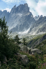 Fototapeta na wymiar Rocky peaks of snowy France