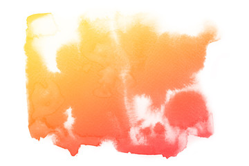 Abstract red and orange watercolor textuer on white background.