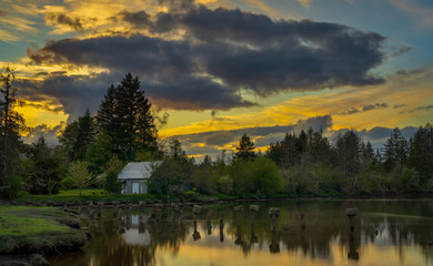 Sunset Along Mud Bay At Low Tide