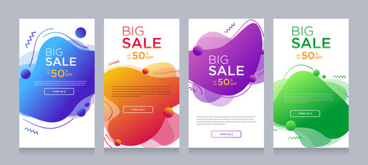 Modern colorful advertising poster for flash sale banners with dynamic shape. Sale banner template design, Flash sale special offer set