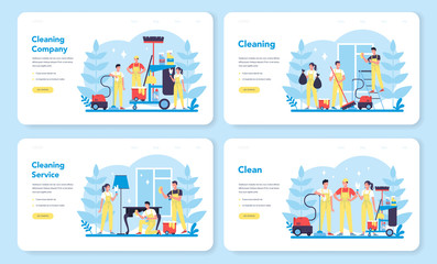 Fototapeta na wymiar Cleaning service or company web banner or landing page set.