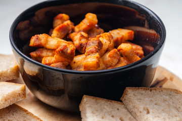 homemade greaves of pork side