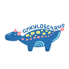 Cartoon dinosaur Ankylosaurus. Cute dino character isolated. Playful dinosaur vector illustration on white background