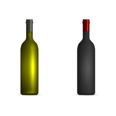 Bottles of red and white wine, vector illustration.