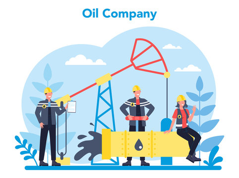 Oilman and petroleum industry concept. Pump jack extracting crude