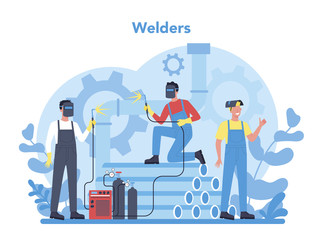 Welder and welding service concept. Professional welder