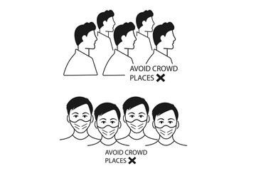 Fototapeta premium Avoid crowd place icon vector 