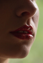 A young girl's red lips.