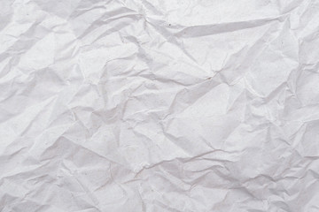 White crumpled paper texture. Abstract paper pattern for background. Close-up.