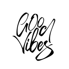 Handwritten type lettering composition of Good Vibes