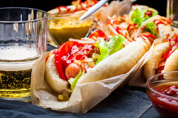 Hotdogs close-up. Fast food. Classic street food.
