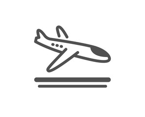 Airport arrivals plane icon. Airplane landing sign. Flight symbol. Classic flat style. Quality design element. Simple arrivals plane icon. Vector