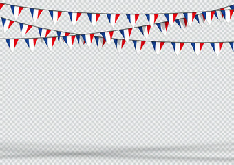Fototapeta premium Bunting Hanging Banner French Flag Triangle Background