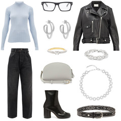 Beautiful collage of fashionable clothes, shoes and accessories for women
