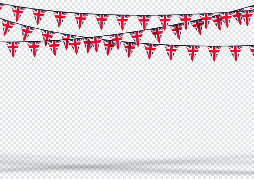 Bunting Hanging Banner UK British Flag Triangle Background