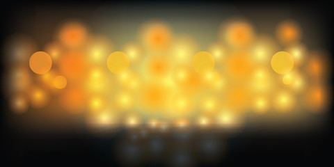 Vector golden bokeh background. abstract defocused bright lights