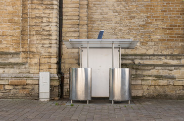 A shining public toilet with two urinals