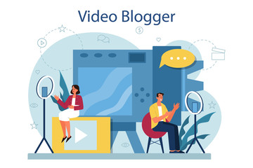 Video blogger concept illustration. Share content in the internet