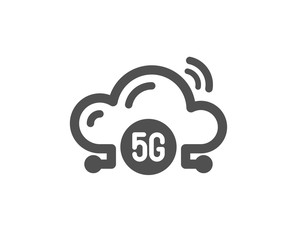 5g cloud computing icon. Wireless technology sign. Mobile wifi internet symbol. Classic flat style. Quality design element. Simple 5g cloud icon. Vector