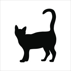 Vector silhouetted cat. A pet. Silhouettes of cats. Animal awaits