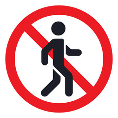 Traffic sign prohibiting traffic of pedestrians flat isolated