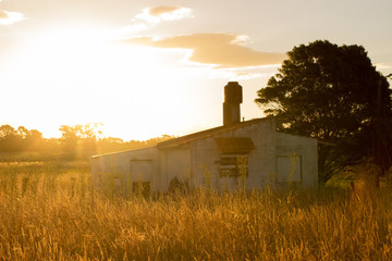 Country house on a sunset