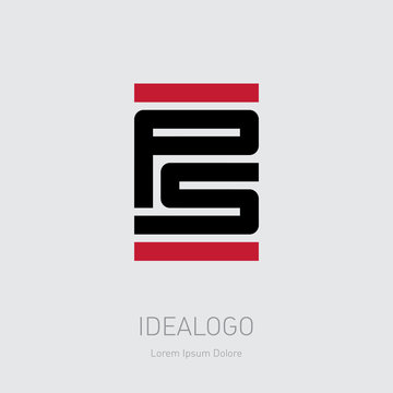 PS - initials or logo.  P and S - monogram or logotype for a tech startup. P5 - vector design element or icon. T-shirt print.