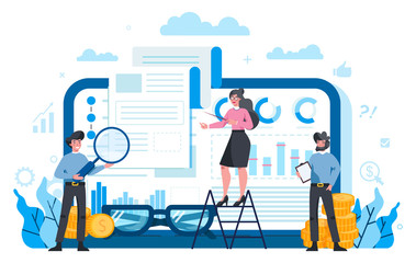 Financial advisor or financier platform on differernt device concept.