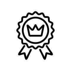 medal with image of crown icon vector outline illustration