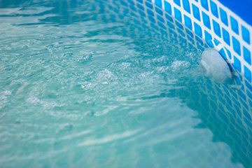 clean jet of water that passes through the filter is injected back into the frame pool