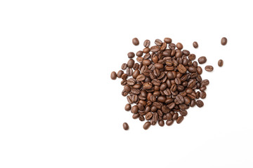 Coffee beans isolated on white background. Close up.