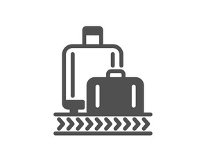 Airport baggage reclaim icon. Airplane luggage lane sign. Flight checked bag symbol. Classic flat style. Quality design element. Simple baggage reclaim icon. Vector