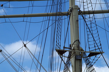 Hamburger Hafen, Überseebrücke Takelage Seegelschiff