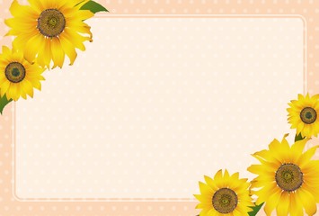 ひまわりの花のガーリーなポストカード