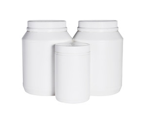 Three White Plastic Containers