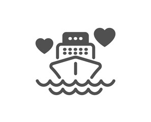 Honeymoon travel icon. Love trip sign. Valentines day cruise symbol. Classic flat style. Quality design element. Simple honeymoon cruise icon. Vector