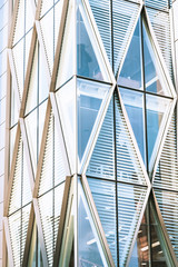 Bottom view of modern skyscrapers in business district