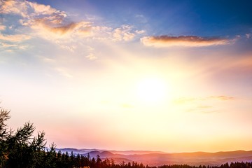 background sky at sunset and dawn . . light about the sky . Paradise heaven . Dramatic nature background . Journey of the Soul . 