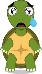 Vector illustration of a cartoon turtle with a scared expression