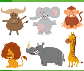 cartoon wild African animal characters set