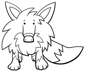 cartoon fox character coloring book page