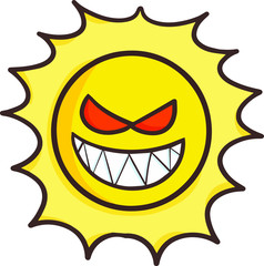 Funny and scary evil sun shining