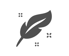 Feather quill pen icon. Calligraphy nib sign. Lightweight symbol. Classic flat style. Quality design element. Simple feather icon. Vector © blankstock