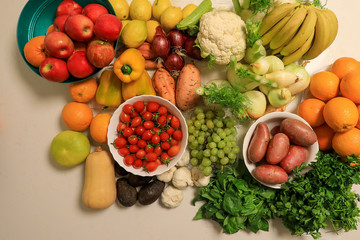 Fruits and Vegetables. Healthy organic food concept.