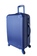 Travel suitcase or Blue luggage isolated on white background with clipping path