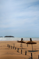 Essaouira Beach with Straw Umbrellas