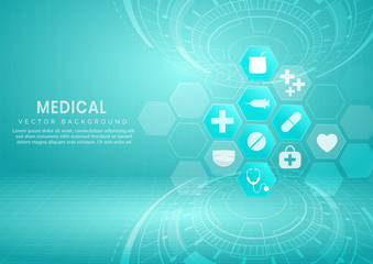 Fototapeta na wymiar Abstract blue hexagon pattern background.Medical and science concept and health care icon pattern.