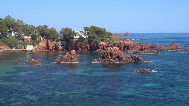 Village Among Red Rocks of Esterel Massif-France