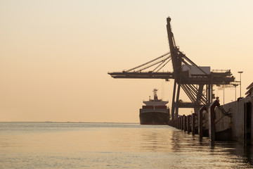 Fototapeta na wymiar Huge container cargo ship on harbor
