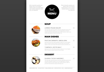 Modern Menu Layout with Photo Placeholders